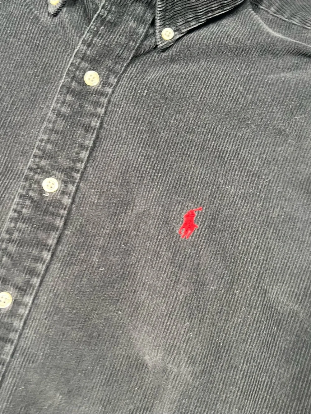 Vintage Polo Ralph Lauren Blake Corduroy Shirt Mens L Black Button Down USA Made